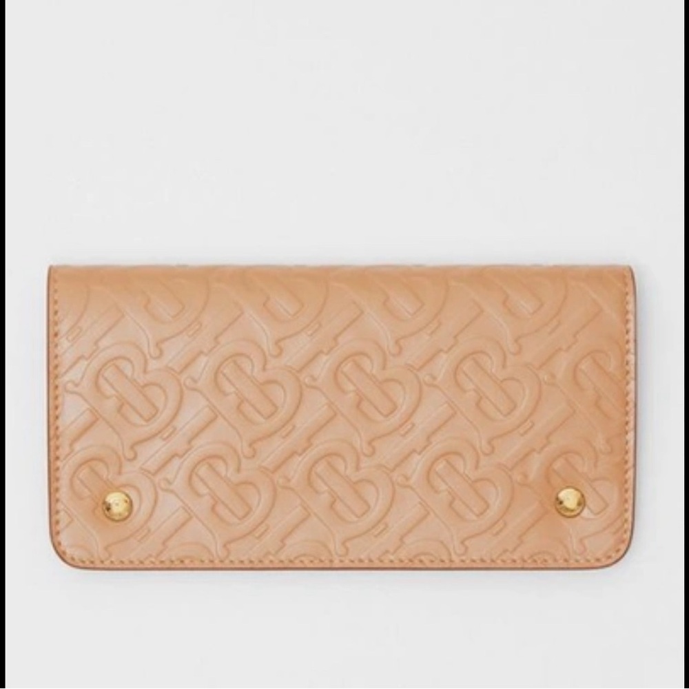 BURBERRY WALLET HERON TB DEBOSSED MONOGRAM CAMEL AUTHENTIC NWT -Store Display- - Picture 8 of 13